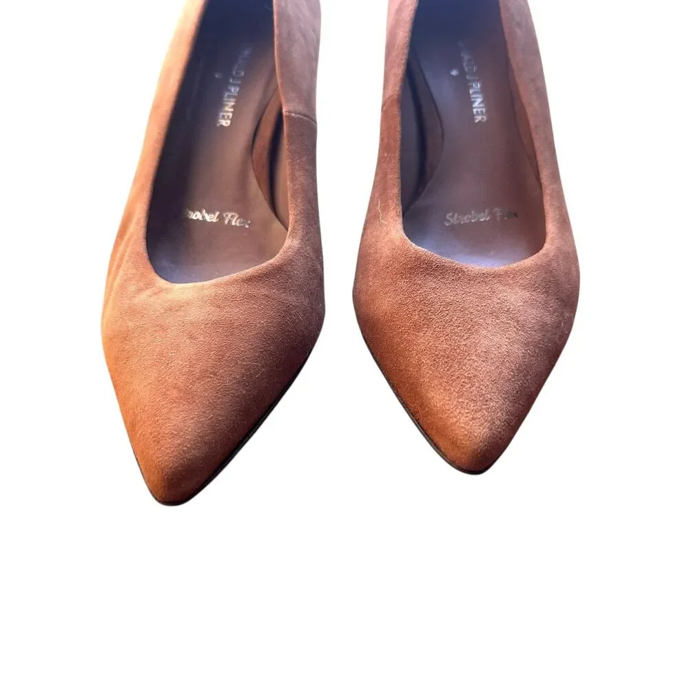 DONALD PLINER Rome Suede Kitten Heel Brown‎ Sz 7